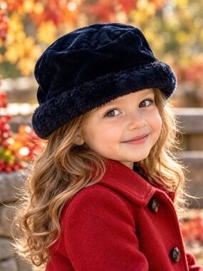Gymboree Girls Black Faux Fur Trim Cloche Winter Hat | S/M Ages 3–4